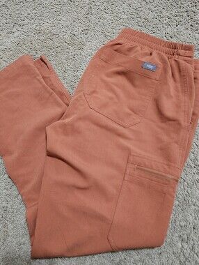 Figs Yola Cargo Scrub Jogger Pants — Rust Orange